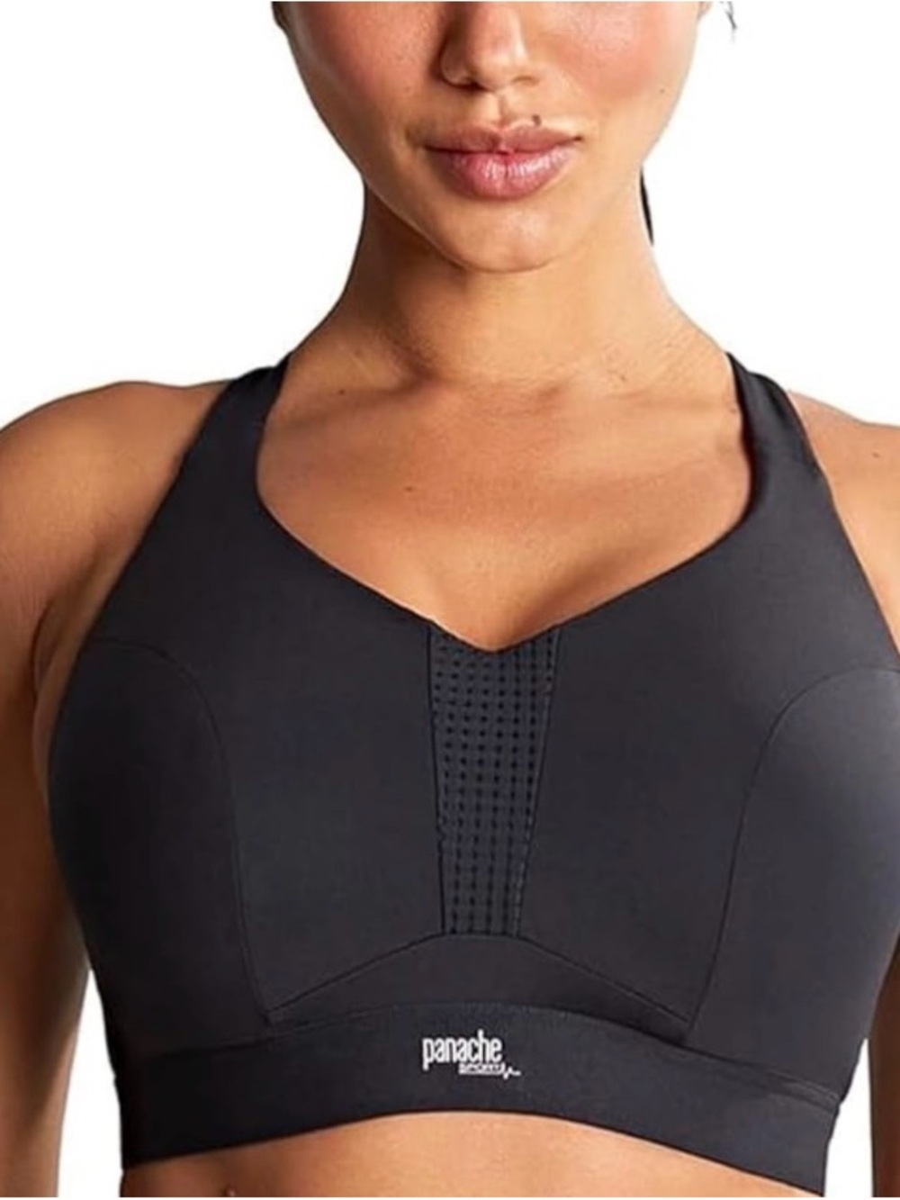NWT Panache Sport Endurance 5022 Non-Padded Bra Black US 28DDD